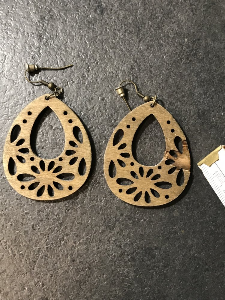 Holzohrringe Statement Wood Boho used Oval Unikat 