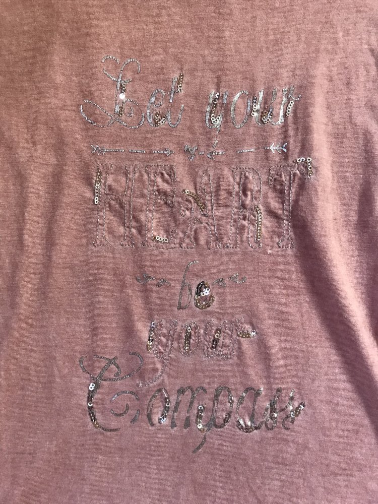Shirt Altrosé Oilwashed 42 used Look Langarm Oberteil Silber Glam 