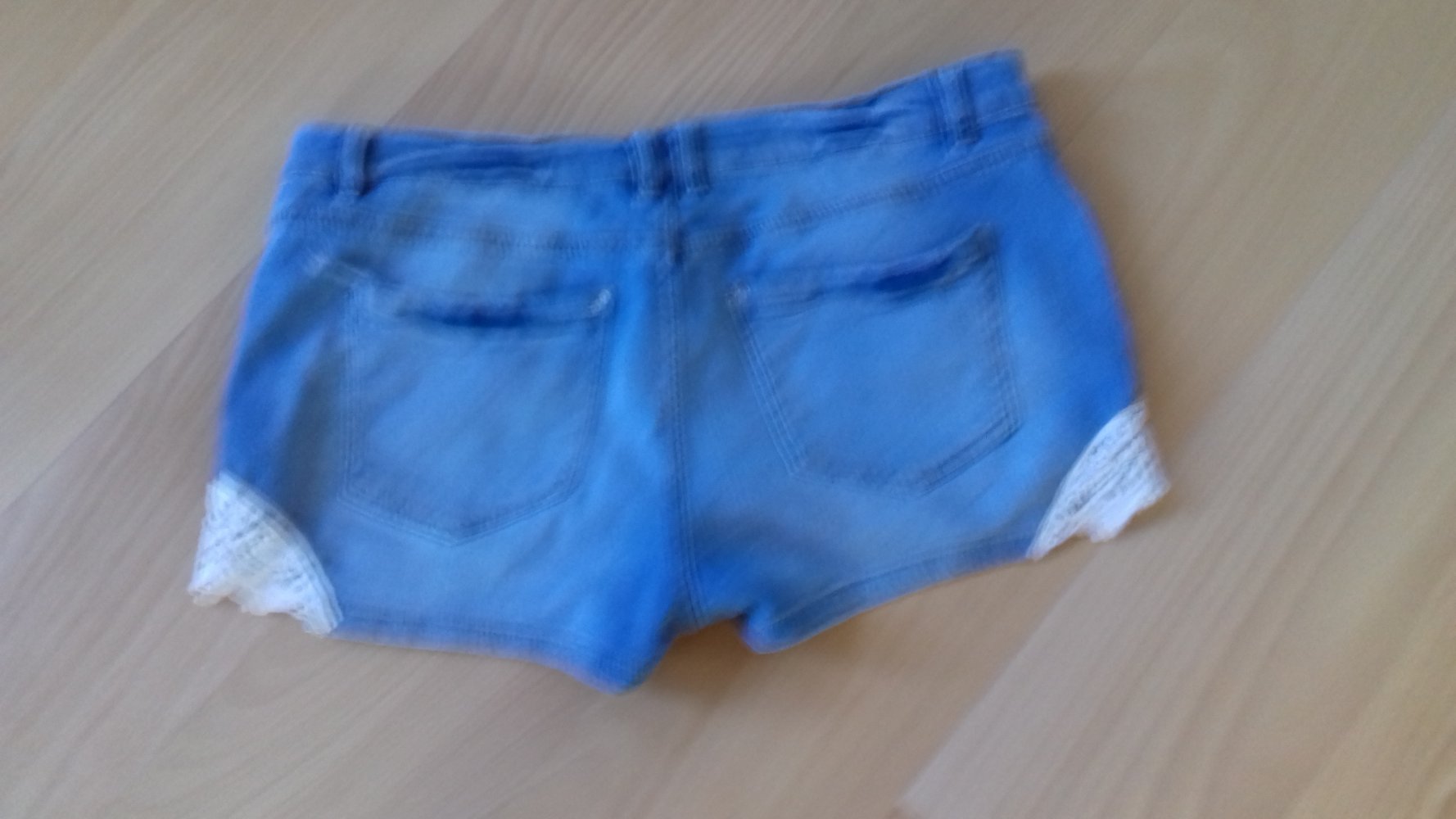 Short Hotpant Jeans Klöppelspitze 40 Denim blue used