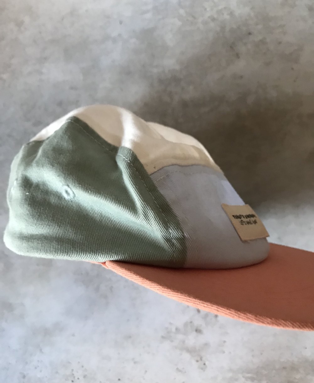 Kindermütze Cap Käppie Schirmmütze 74/80 Webstoff Tricolor Elastik Bund