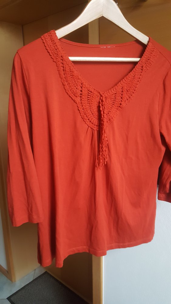 Tunika Shirt Halbarm Stickerei Longsleve Bohemian Mandarin Oberteil 42 Coachella Kordel Jersey 