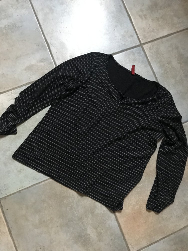 Shirt Langarm Oberteil 40/42 Tunikashirt Jersey Tupfen Raute Blütenprint Basic Zierkordel 