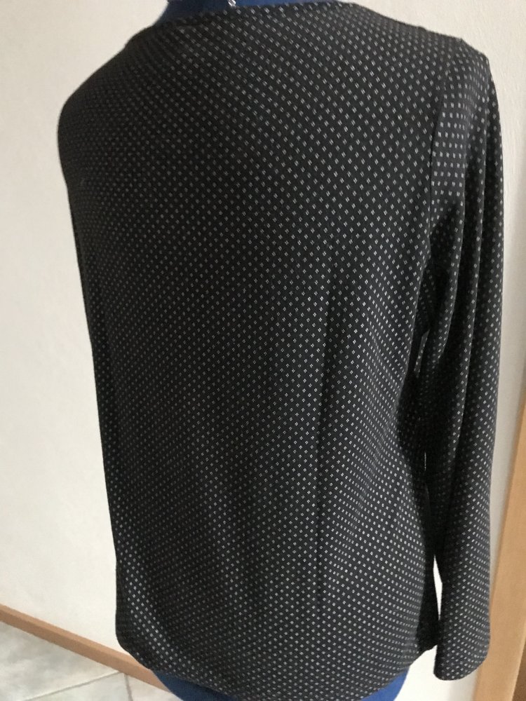 Shirt Langarm Oberteil 40/42 Tunikashirt Jersey Tupfen Raute Blütenprint Basic Zierkordel 