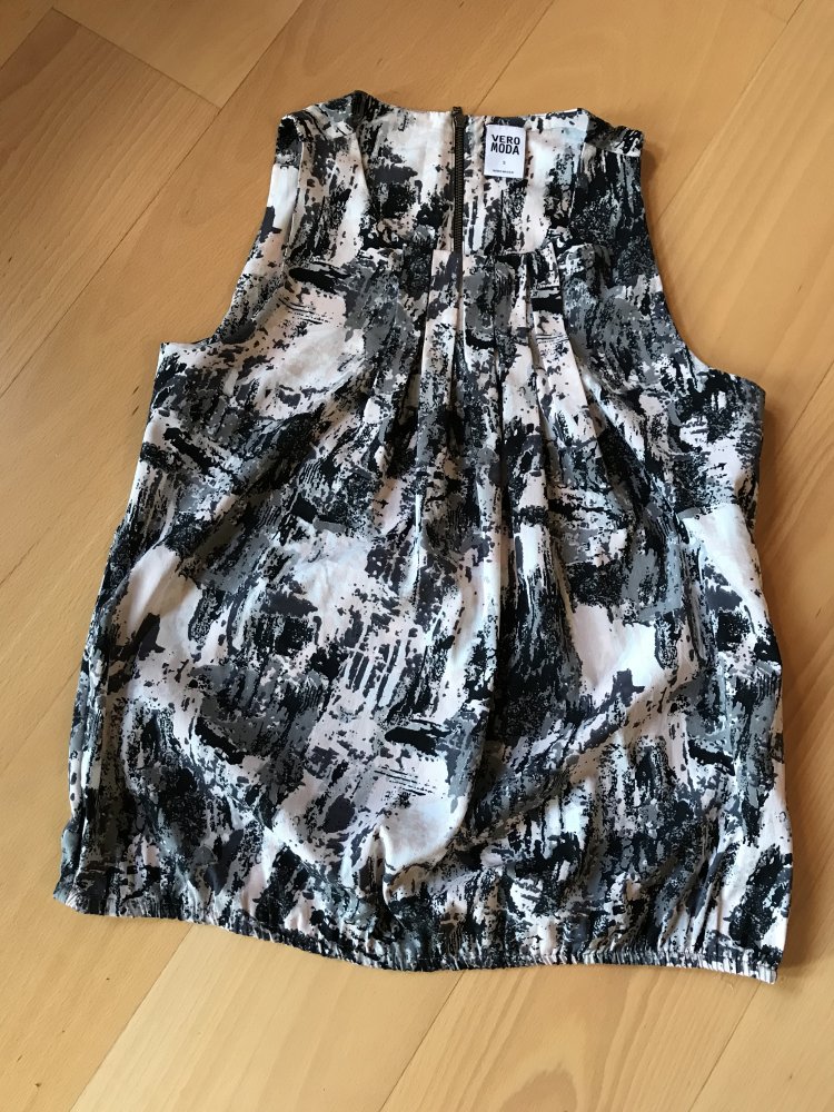 Tunika Ärmellos S / 36 Blusentop Vero Moda Oberteil Shirt Bluse Abstract Grey Buissiness Ärmellos