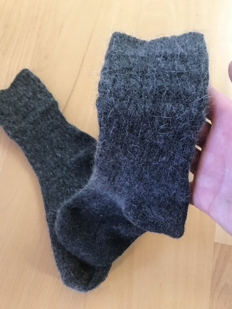 Socken Angorawolle Wollsocken Winter grau meliert 39 