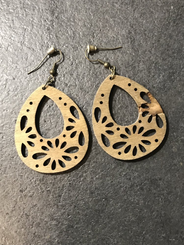 Holzohrringe Statement Wood Boho used Oval Unikat 