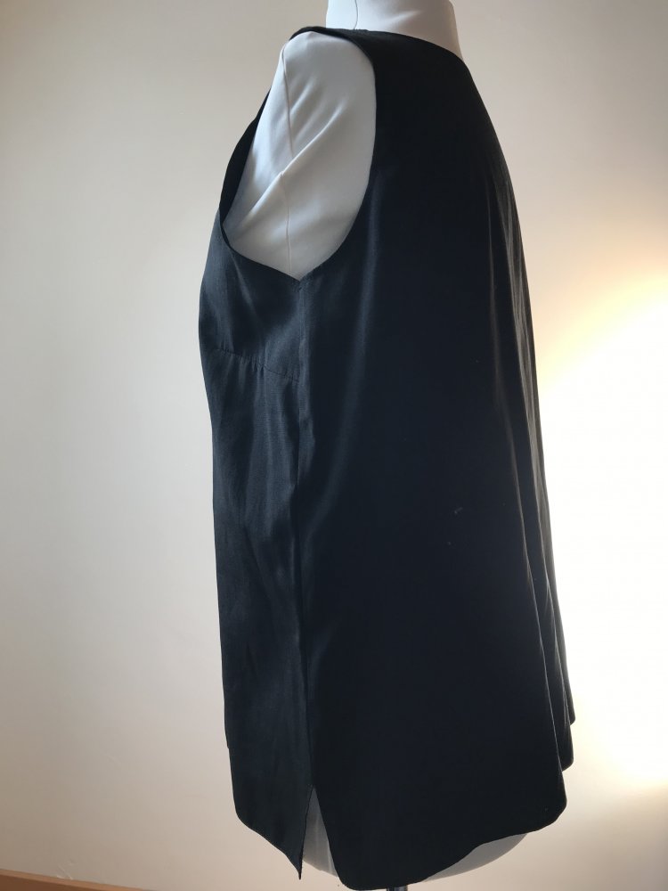Top Shirt Oberteil 42 Black Basic Blusenshirt Blusentop Tunika Ärmellos Kombimode schwarz 