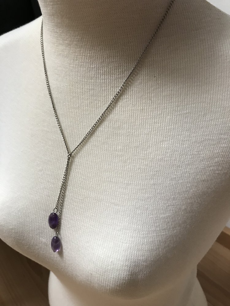 Kette Collier Anhänger Flieder Modeschmuck Halskette silberfarben 