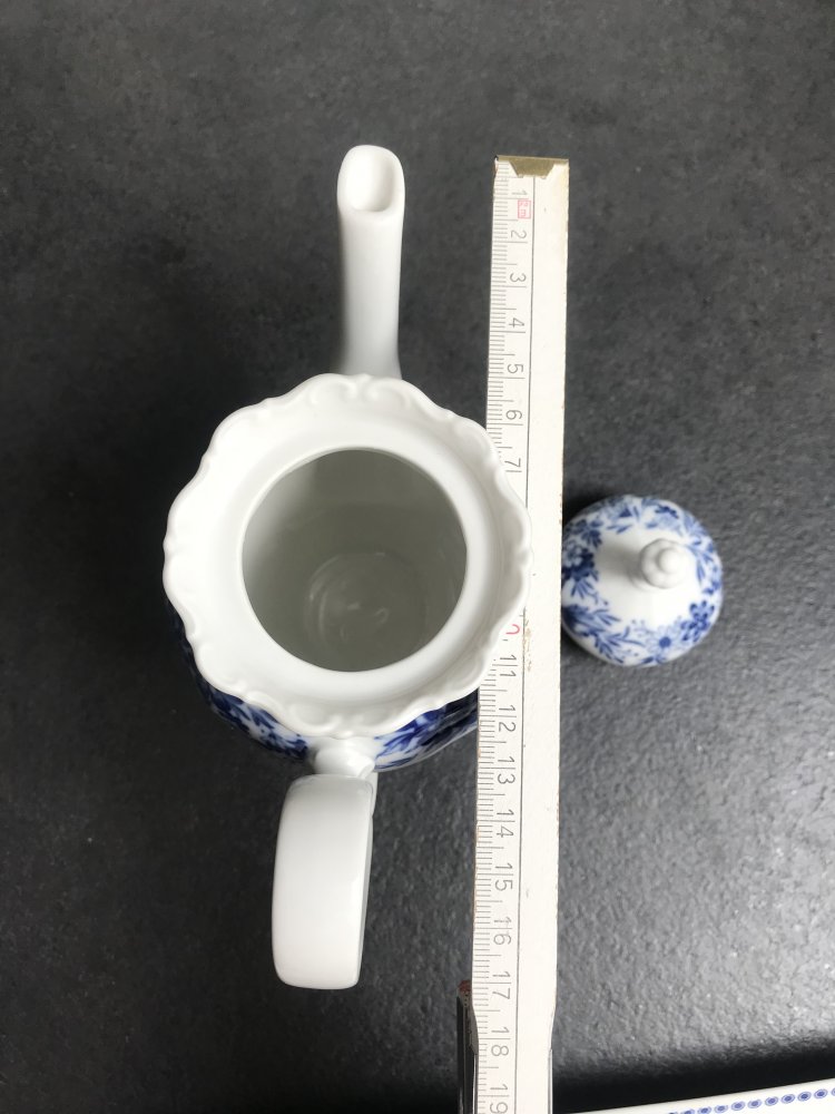 Kaffeekanne Moccakanne Singlekanne Porzellan Seltmann Weiden Nostalgie Theresia Blumendecor Band Blau
