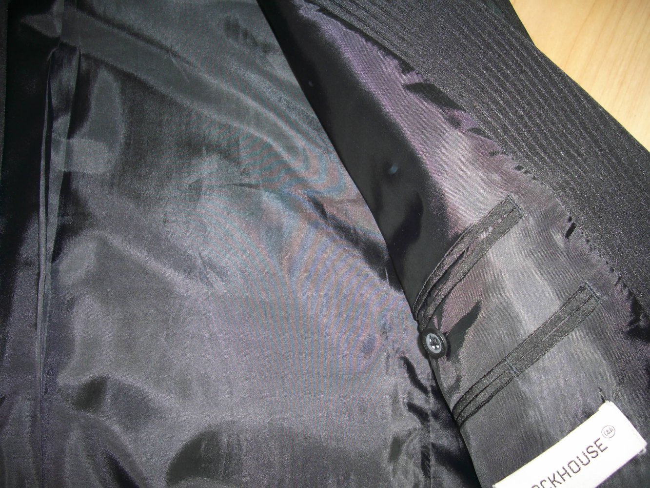 Sakko, Jacke, Gr. 46, Herrenjacke, Blazer, Nadelstreifenoptik, Anthrazit-Schwarz, Anzug Jacke edel glänzend, zeitlos, Klassiker