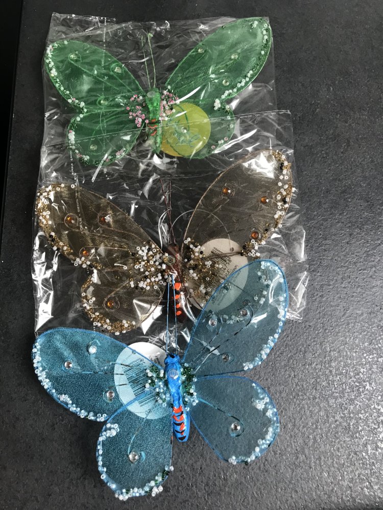 Große Glitzer Schmetterlinge mit Clip Neu Original verpackt Duo Set Bastel Deko
