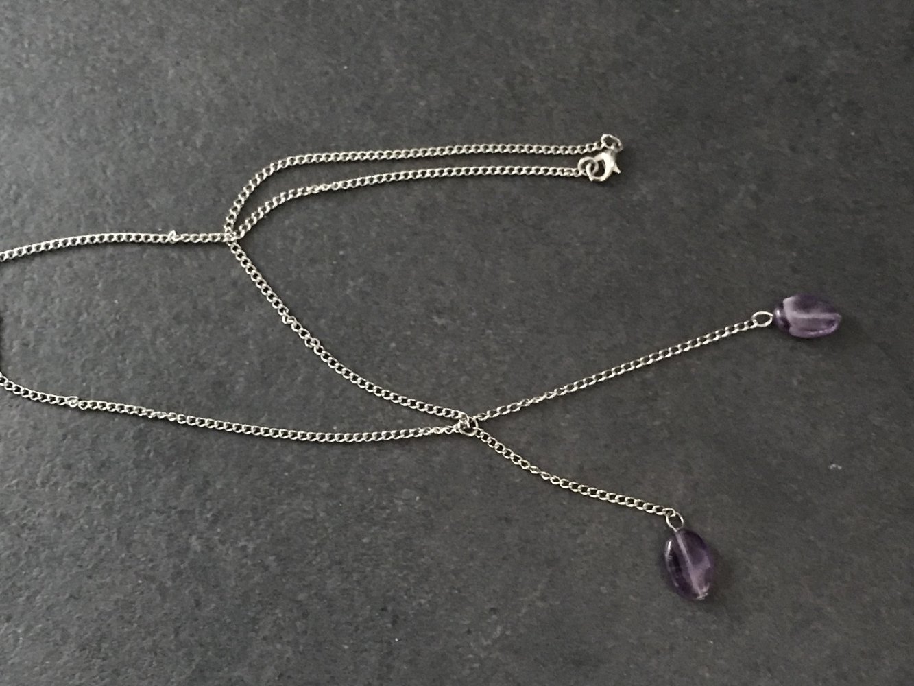 Kette Collier Anhänger Flieder Modeschmuck Halskette silberfarben 