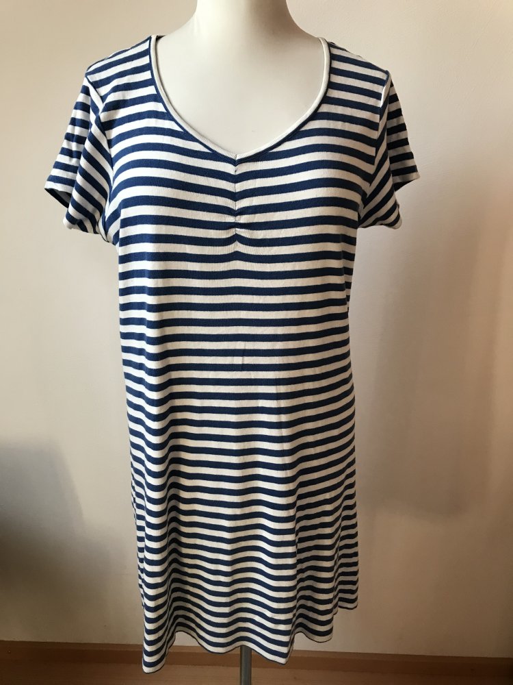 Kleid Sommerkleid Midilänge Design Manufaktur Shirtkleid Maritim 46/XL Blockstreifen y2k Baumwolle Munich Freedom Longsleve 