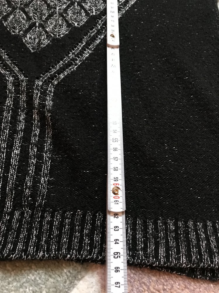 Pullover Pulli 44/46 Strick schwarz Perlweiß Vintagelove Doublé Blattmotiv Langarm Rundhals Oberteil y2k 