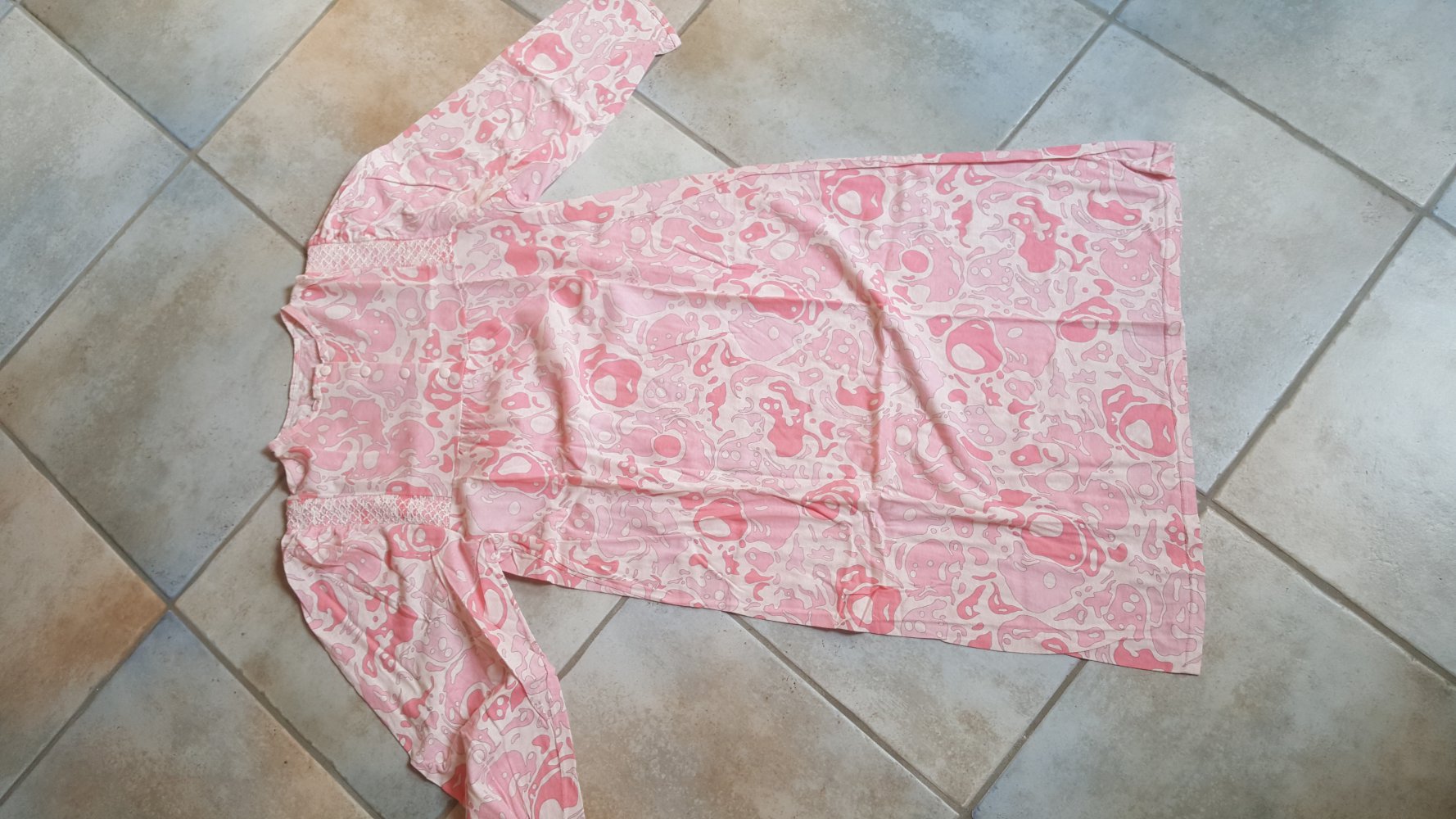 Nachtkleid Vintage Lingerie  Shabby Wäschekleid Midi 70er Retro Chic Kostümkleid  Bauhausprint Onesized 