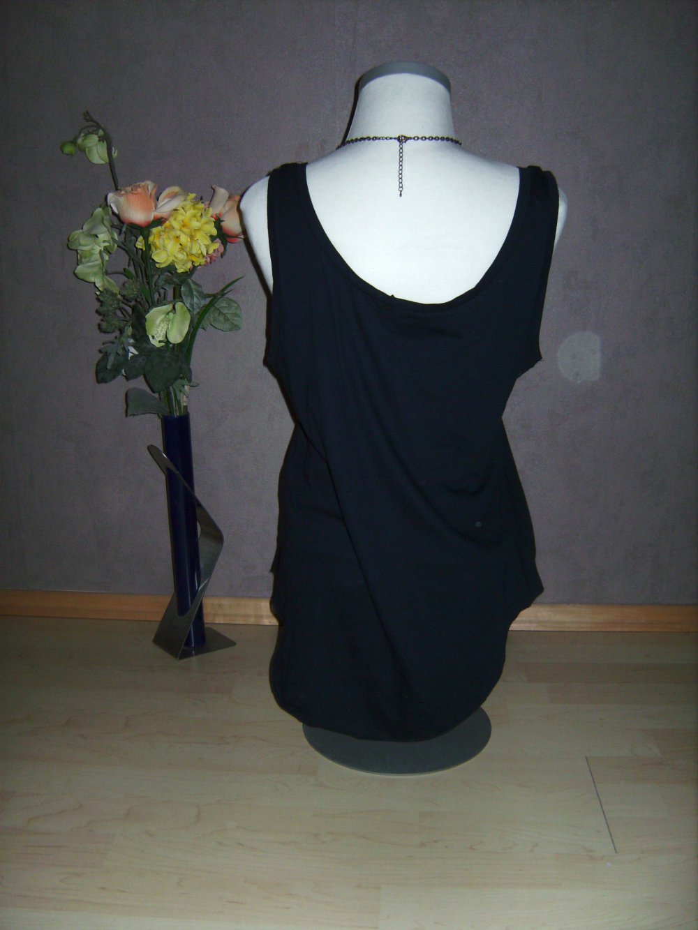 Motiv Shirt, Trägershirt, T-shirt black used Look, lässig mit Druck, Tara, Gr. L, Halfmoon, lässig weit. Trägertop. Top Inprint, Einheitsgröße, abgerundeter Bund, Halfmoon