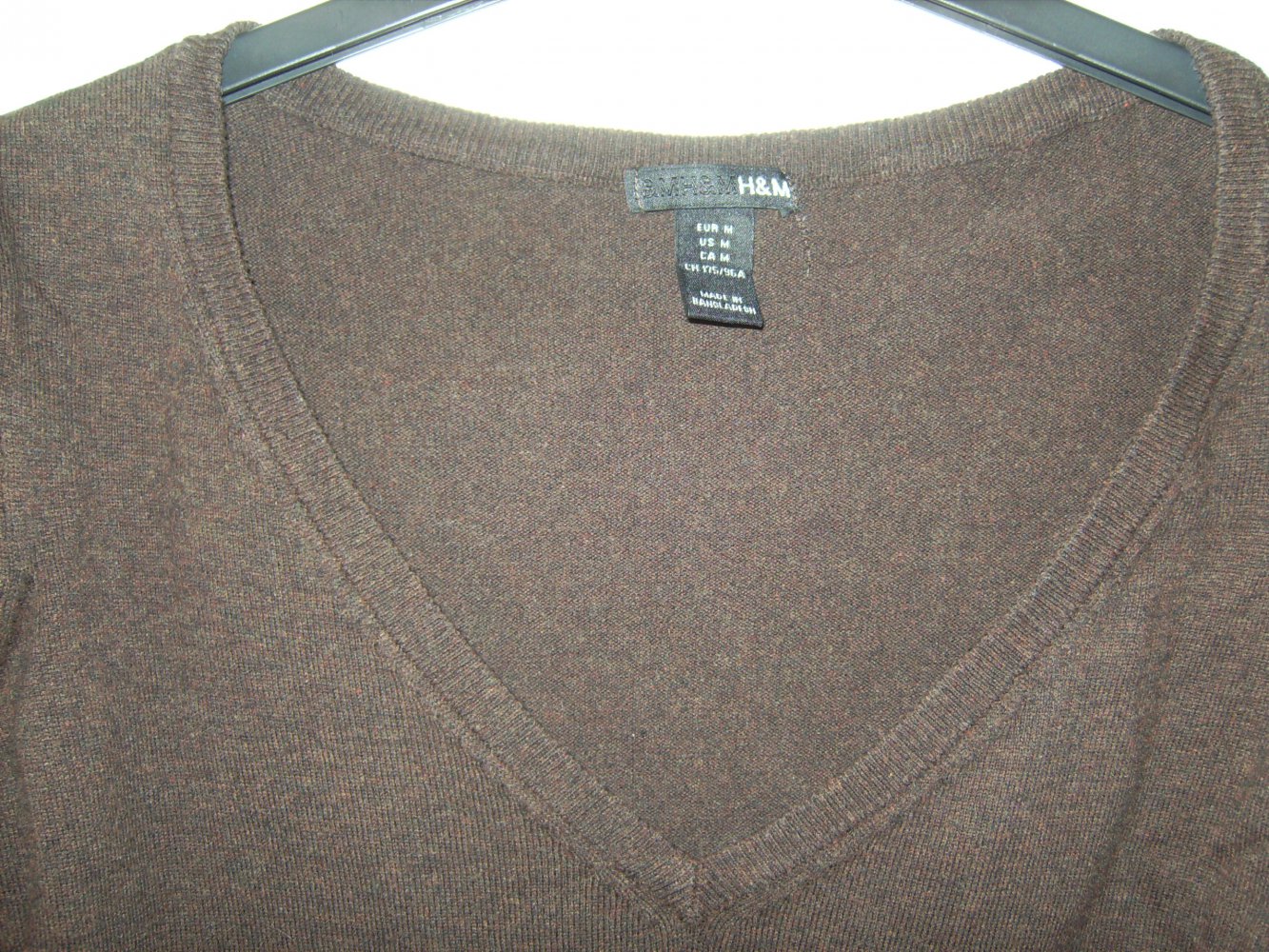 Pullover, Baumwollpulli Gr. M, Oberteil Feinstrick Wolle braun, H&M, V-Ausschnitt, Langarm, Strickstoff 80% BW