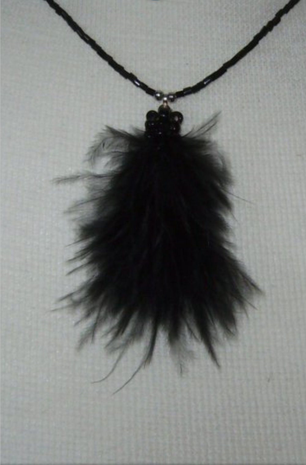 Mottoschmuck Anhänger Kette Feenschmuck Rave black Pearl Feder Darkness Boheme Spirit Festival Design 
