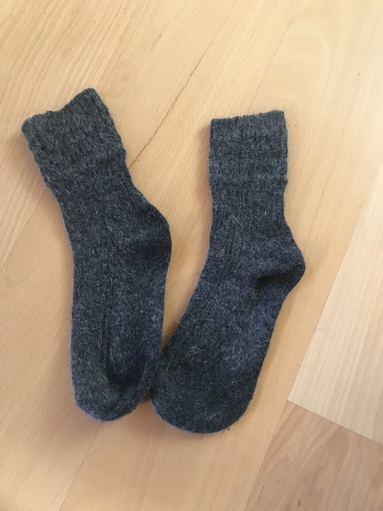 Socken Angorawolle Wollsocken Winter grau meliert 39 