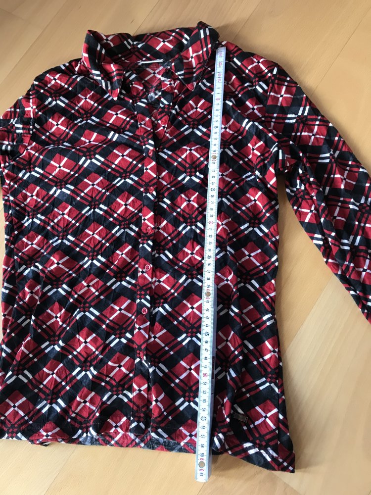 Shirt Blusenshirt 38/40 Markenware Tartan Street One Oberteil Jersey Langarm Kragenbluse Karo Retro Rautenmix 80ies Y2k 