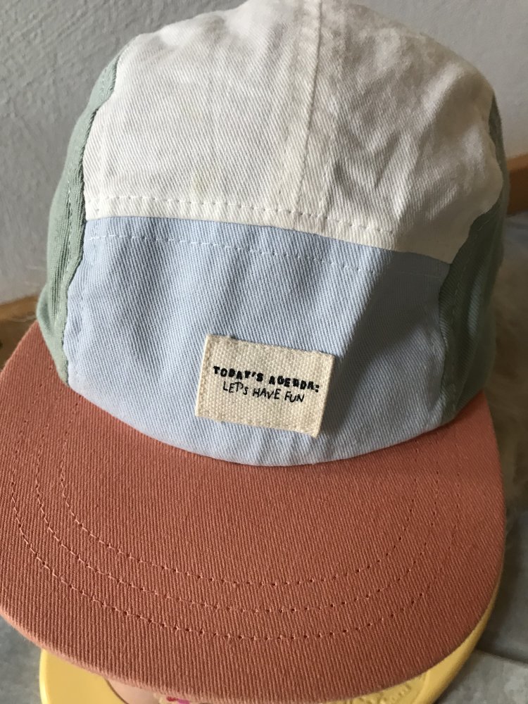 Kindermütze Cap Käppie Schirmmütze 74/80 Webstoff Tricolor Elastik Bund