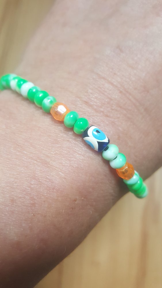 Armband Talisman Knüpfband Glücksbringer Auge mento ungetragen Perlenband Schutz  