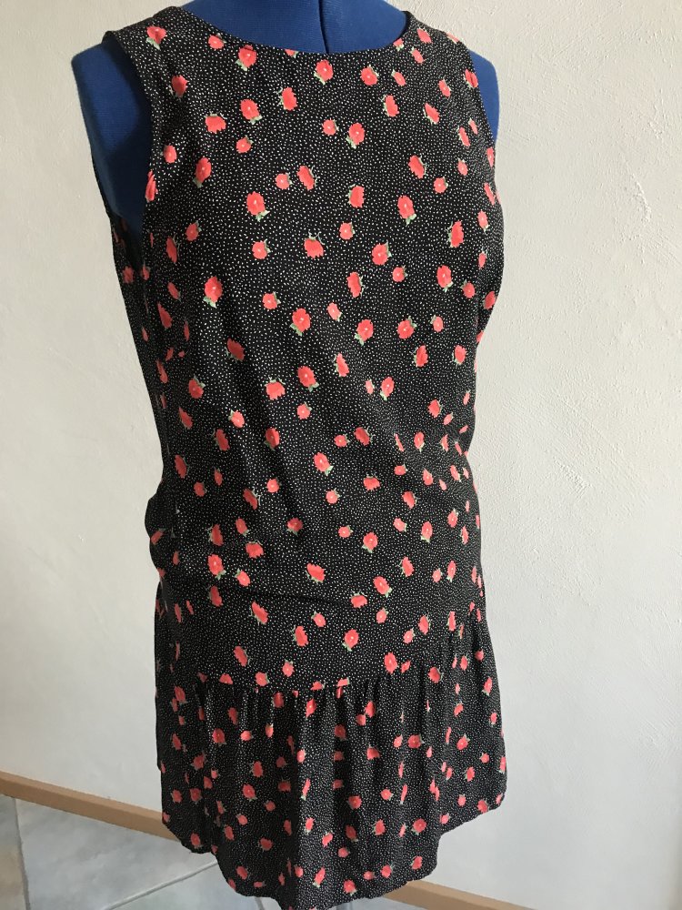 Kleid Klatschmohn M Sommerkleid rot schwarz Rüsche Onesize 38/40 Sweet 
