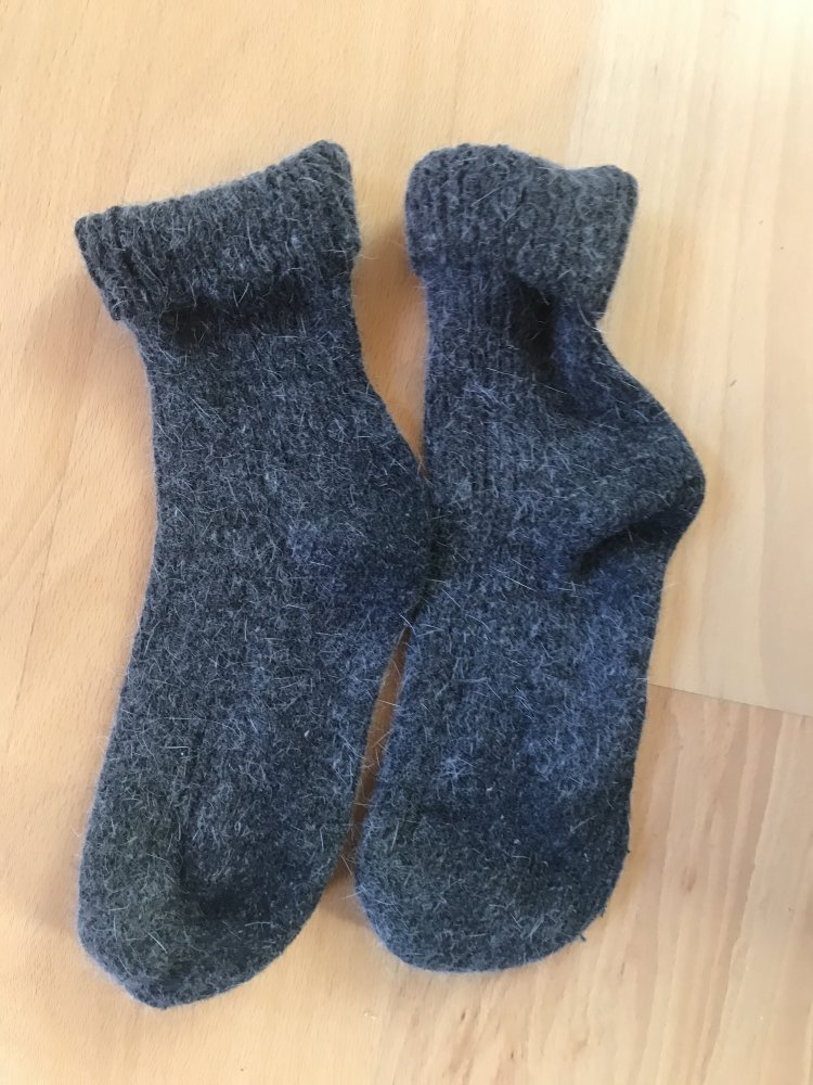 Socken Angorawolle Wollsocken Winter grau meliert 39 