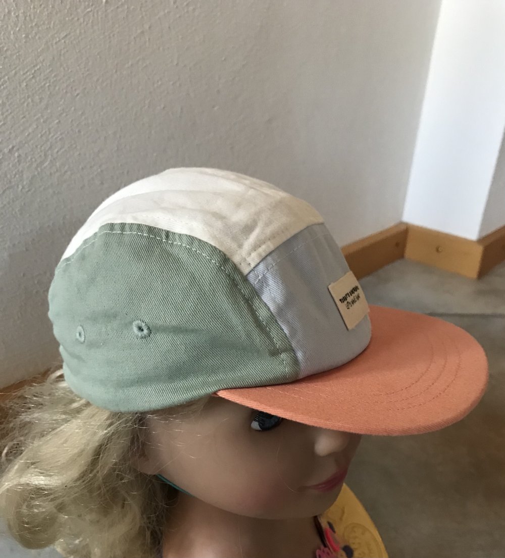 Kindermütze Cap Käppie Schirmmütze 74/80 Webstoff Tricolor Elastik Bund