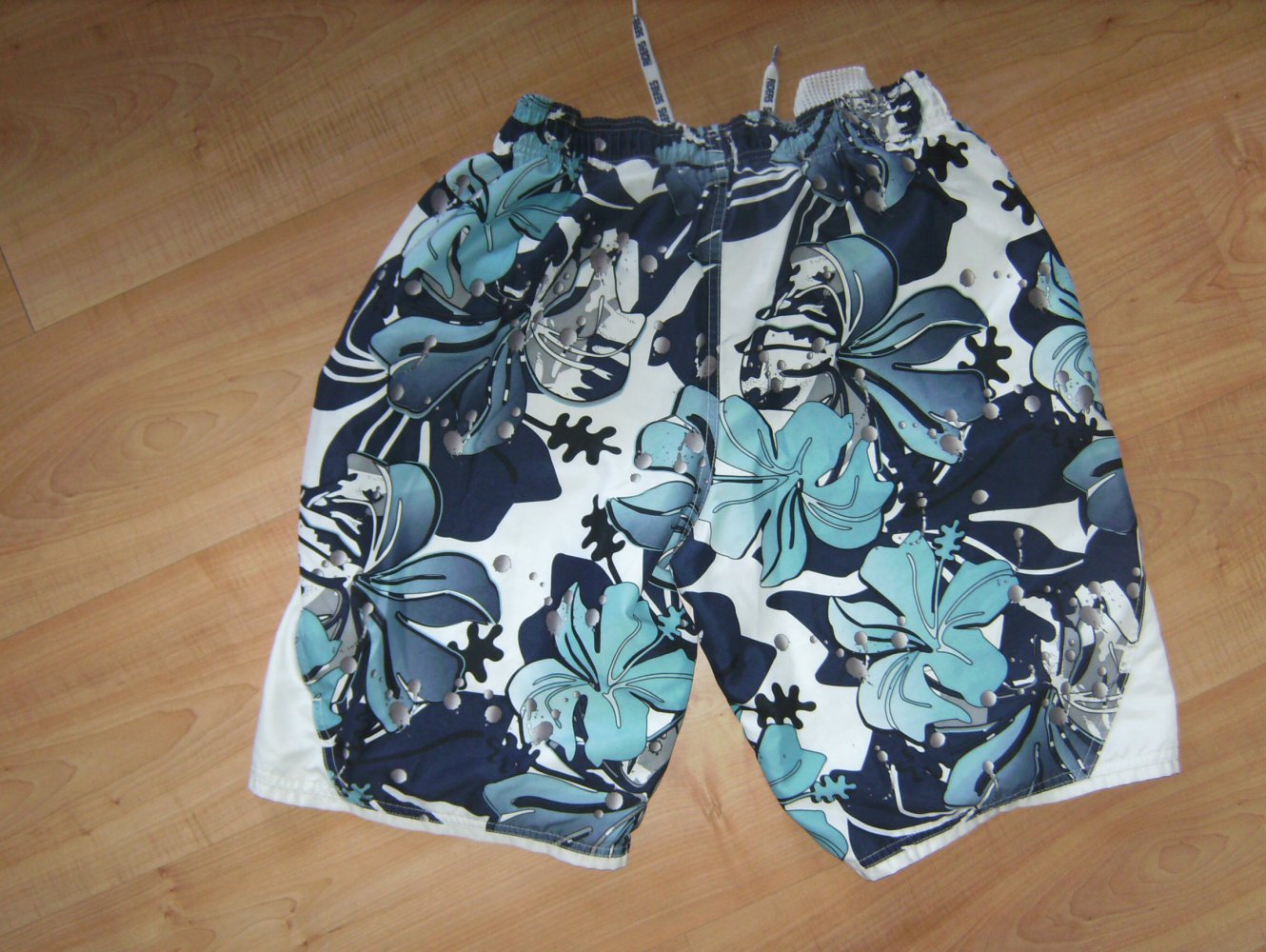 Surfer-Short, Florale Badeshort, kurze Hose, Badehose Gr. M, Printdruck mit Innenhose und Taschen, Rodeo 48/50, blau Sea , Beach-Wear, Hibiscus Water Dress