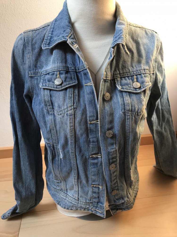 Jeansjacke S Denim Jacke 36 Blue Girlie Casual riped Usedlook 