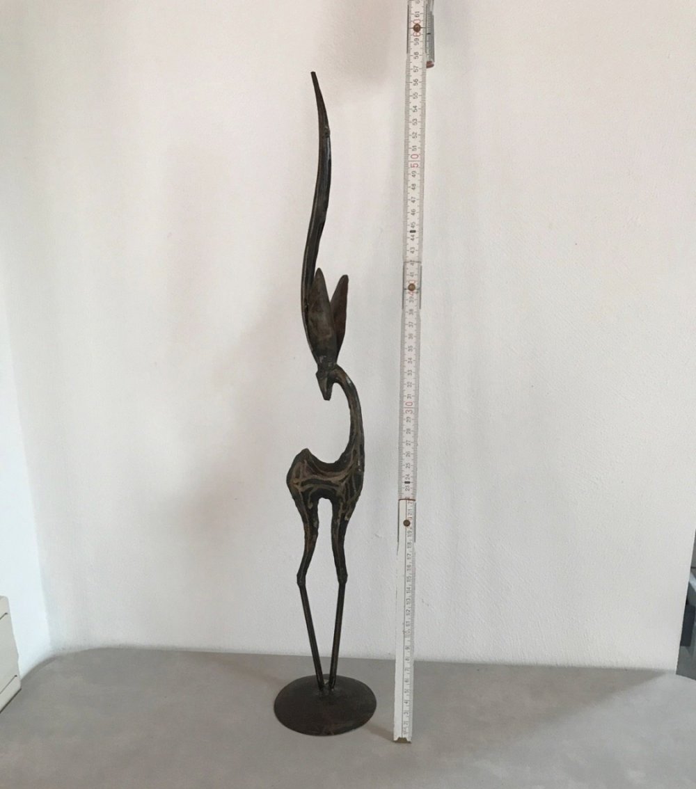 Gazelle Kunsthandwerk Filigran Unikat Metall Deko Schmuckständer Vintage Look Design rostbraun gebürstet 