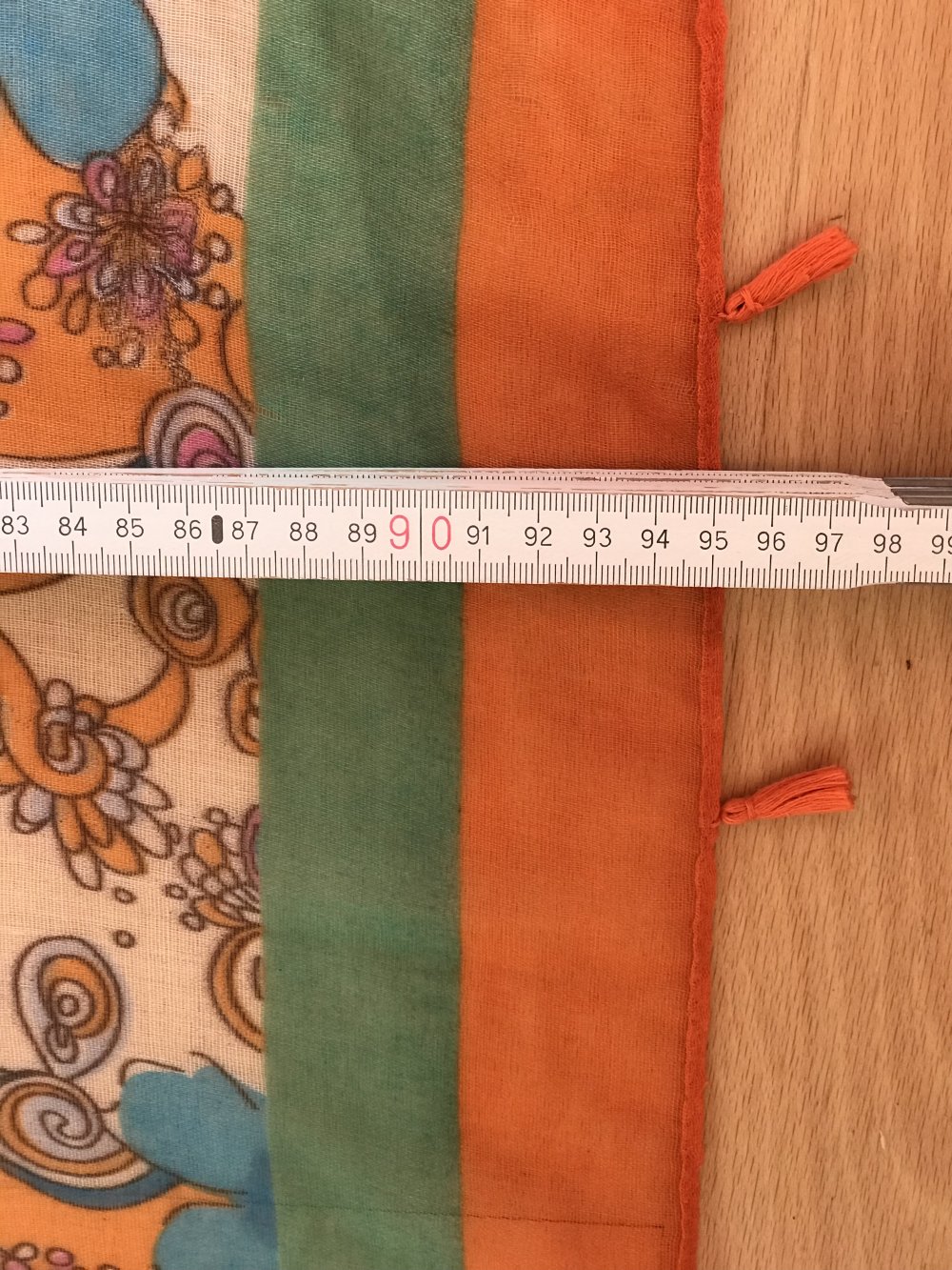 Tuch Schal Paero Fransentuch mit Troddeln Umhang Schultertuch Scarf bunt Orange 