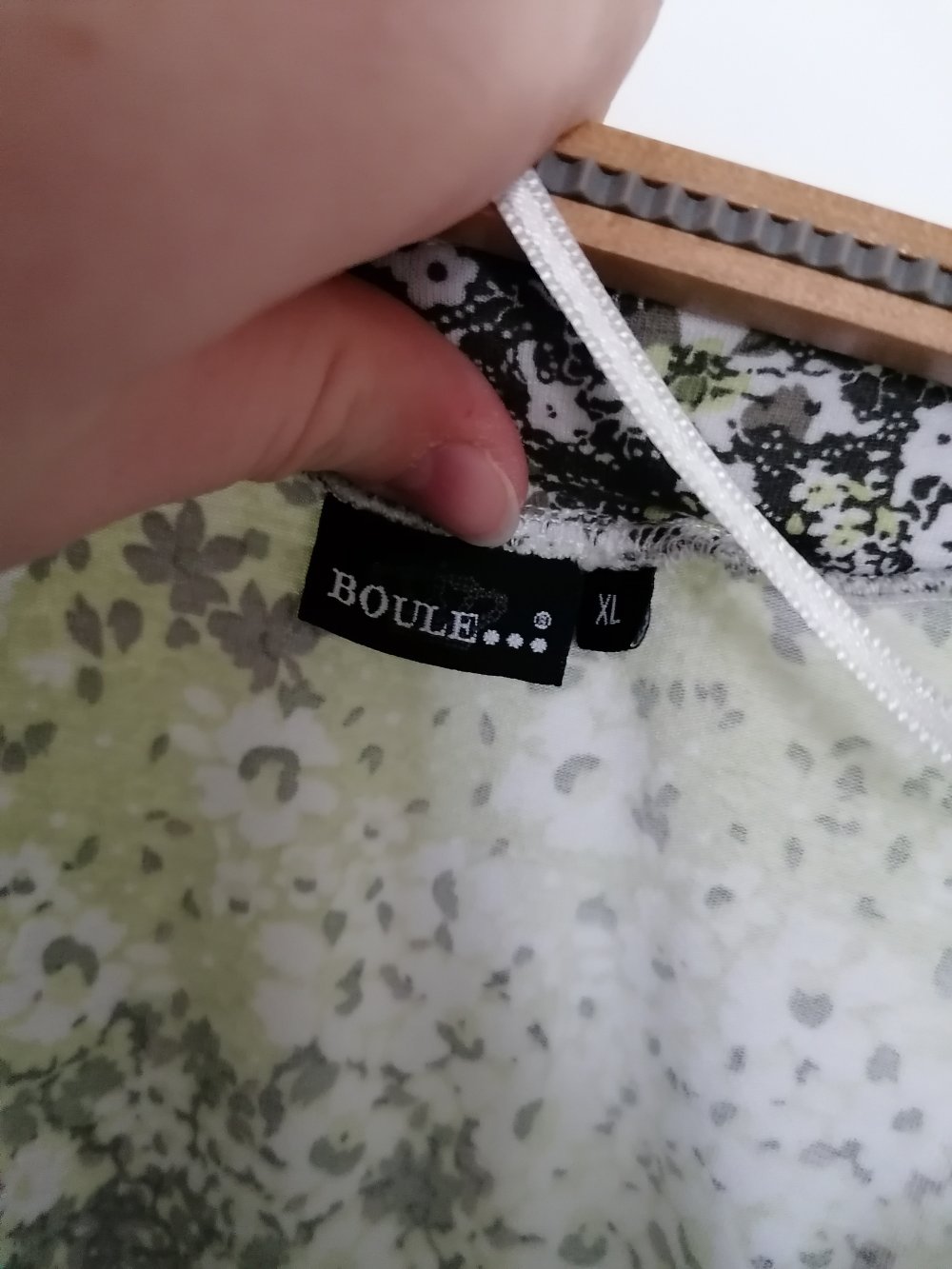 Shirt Damen Boule Gr. XL grün khaki weiß Muster
