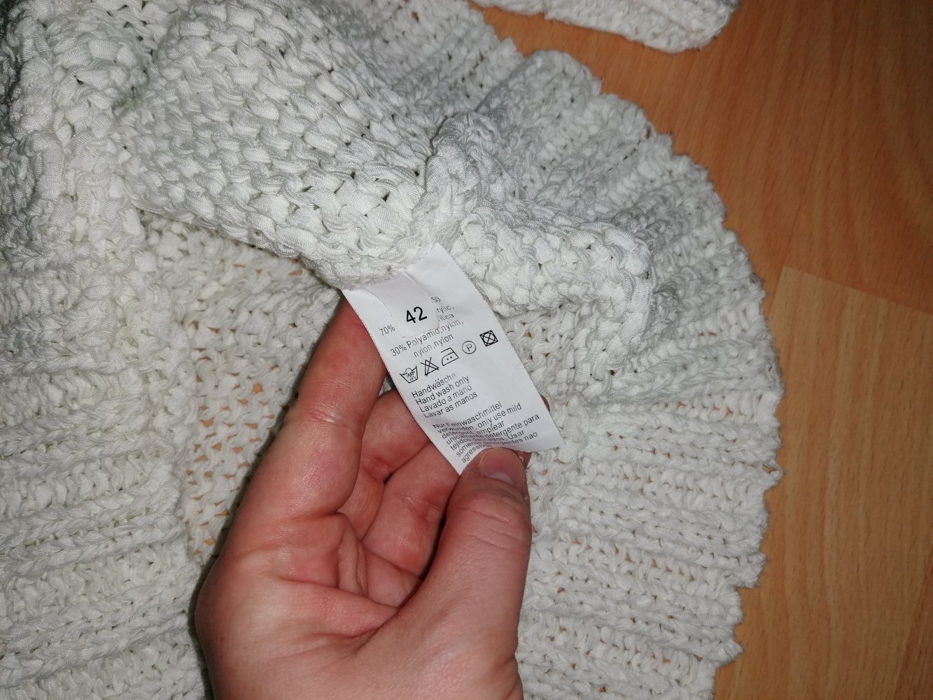 Pullover weiß cremeweiß Oui Gr. 42 Strickpullover grobstrick
