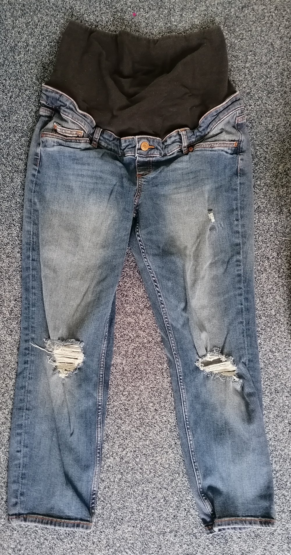 Umstandshose Jeans h&m MAMA Gr. 42 boyfriend ankle high rib
