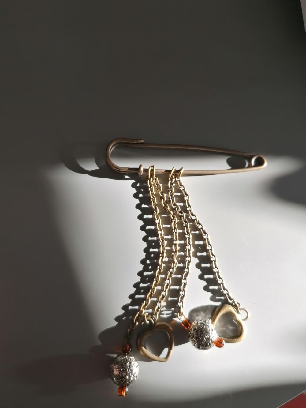 Anstecker Stecknadel Herzen gold Brosche Modeschmuck