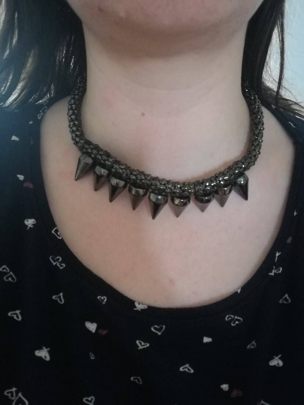 Kette Modeschmuck Zacken schwarz Metall Metal Gothik dark