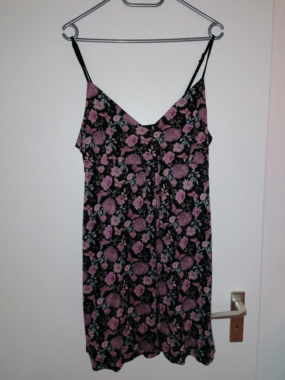 Kleid Ballonkleid Damen schwarz rosa Schmetterlinge Tara Gr. L