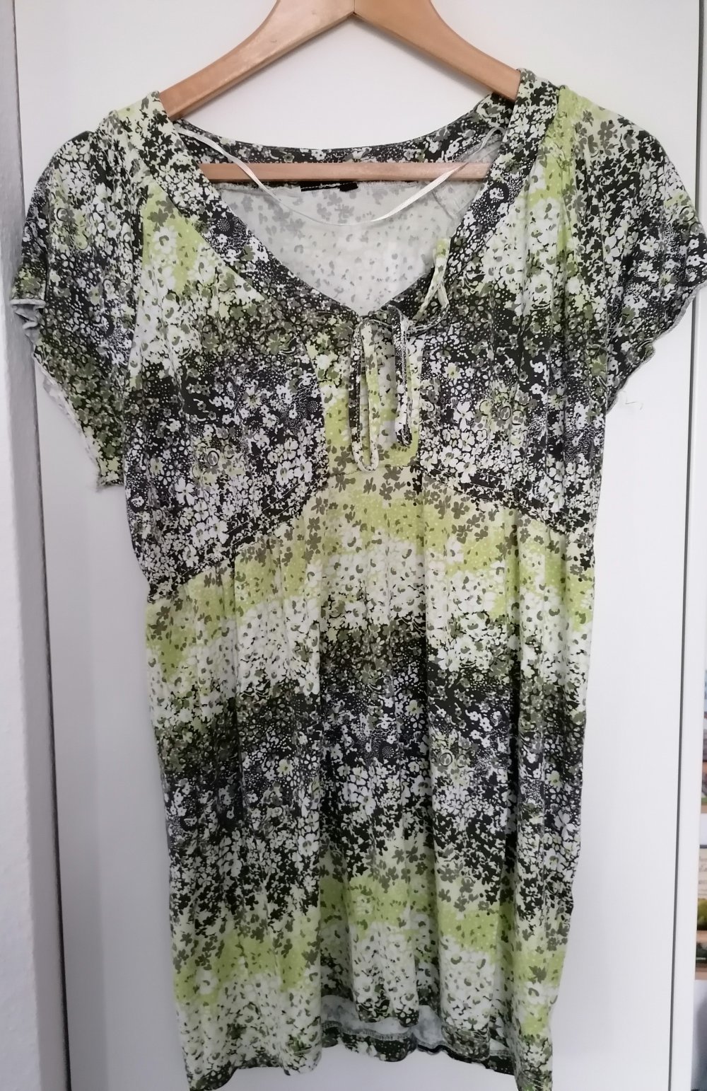 Shirt Damen Boule Gr. XL grün khaki weiß Muster