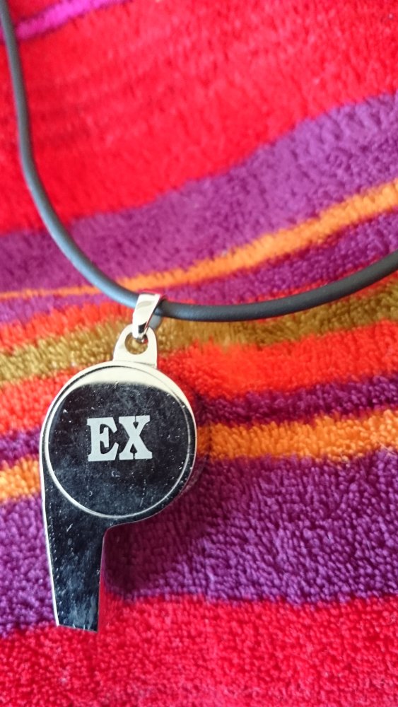Designschmuck mit Wirkung - Trillerpfeife mit Kautschukkette