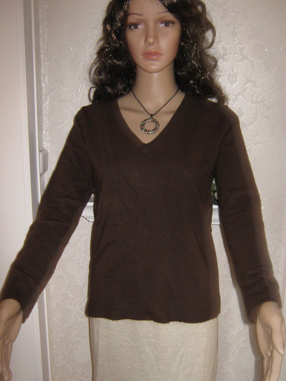 NEUw * Klassisch * Basic * Bodycon * V- Ausschnitt * Feinstrick * Pullover mit Esprit * Gr. 38- 40/ S- M * schokoladen- dunkel- braun *