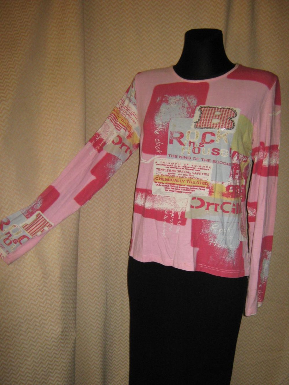 NEUw * Edel * ausgefallen * Hippie * Festival * Patchwork- Style * Glitzer Pailletten * DESIGNER * Langarm * Longsleeve * T- Shirt * Gr. 38- 40/ S- M * rosé * silber * pink *