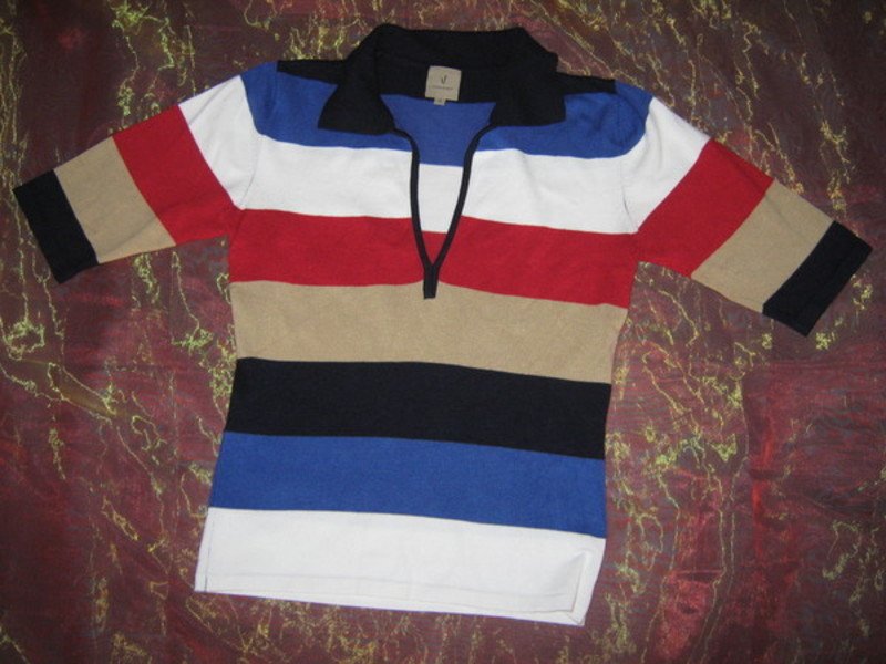 NEUw * Navy * Maritim * Marine * Sailor- Style * Color Blocking * Streifen * Feinstrick * Kurzarm * Polo * Pullover 