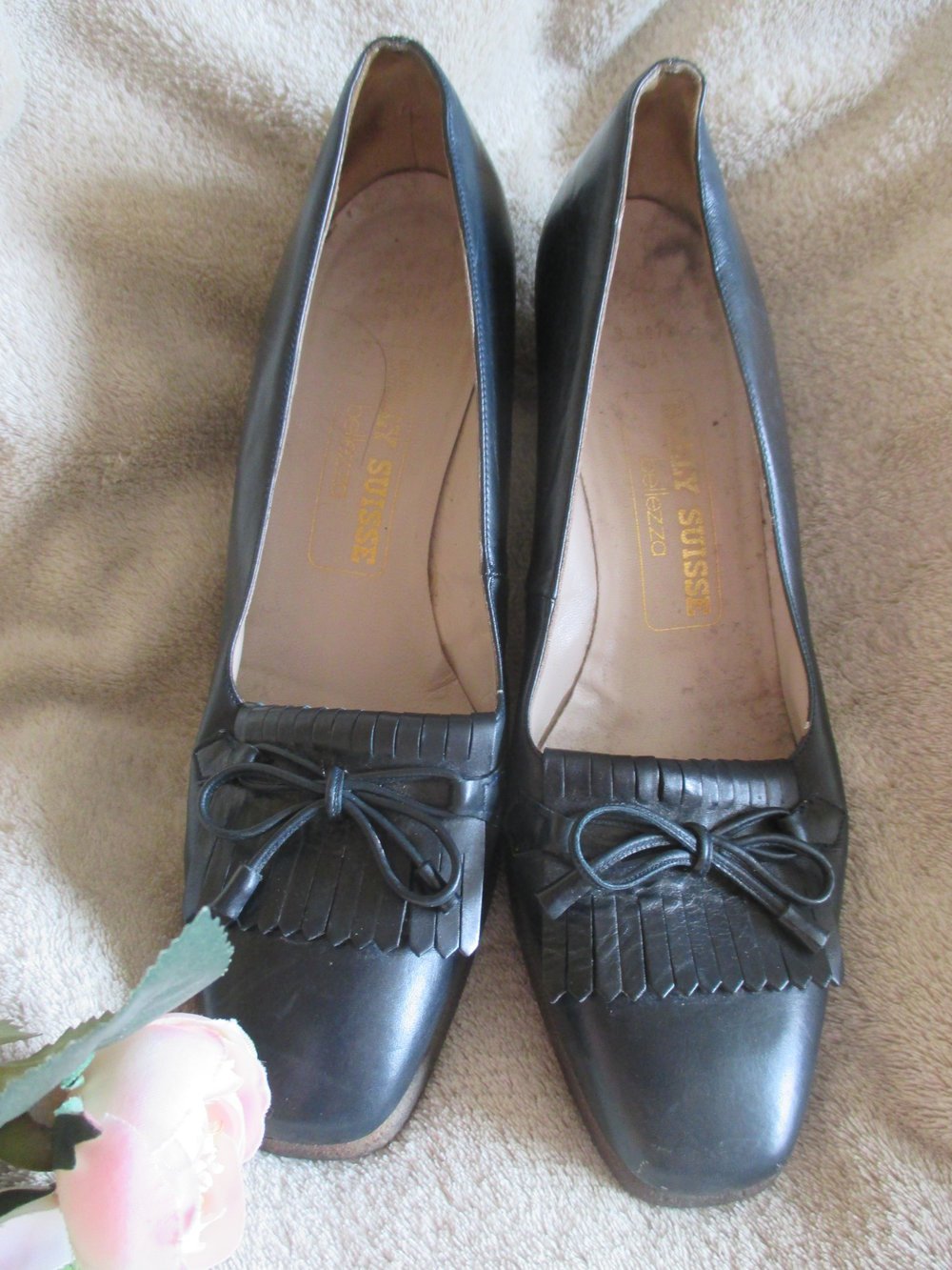  Original VINTAGE * Echt Leder * Marine * Sailor * Maritim * Loafer * Pumps * Schuhe mit Lasche und Schleife 
