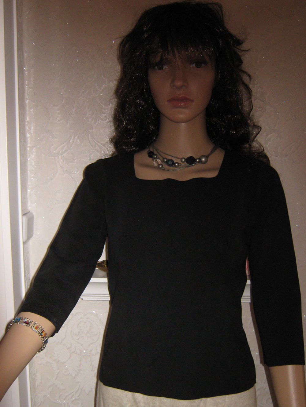 Klassisch * edel * Seiden * Fein- Ripp- Strick * Dreiviertel- Arm * Pullover 