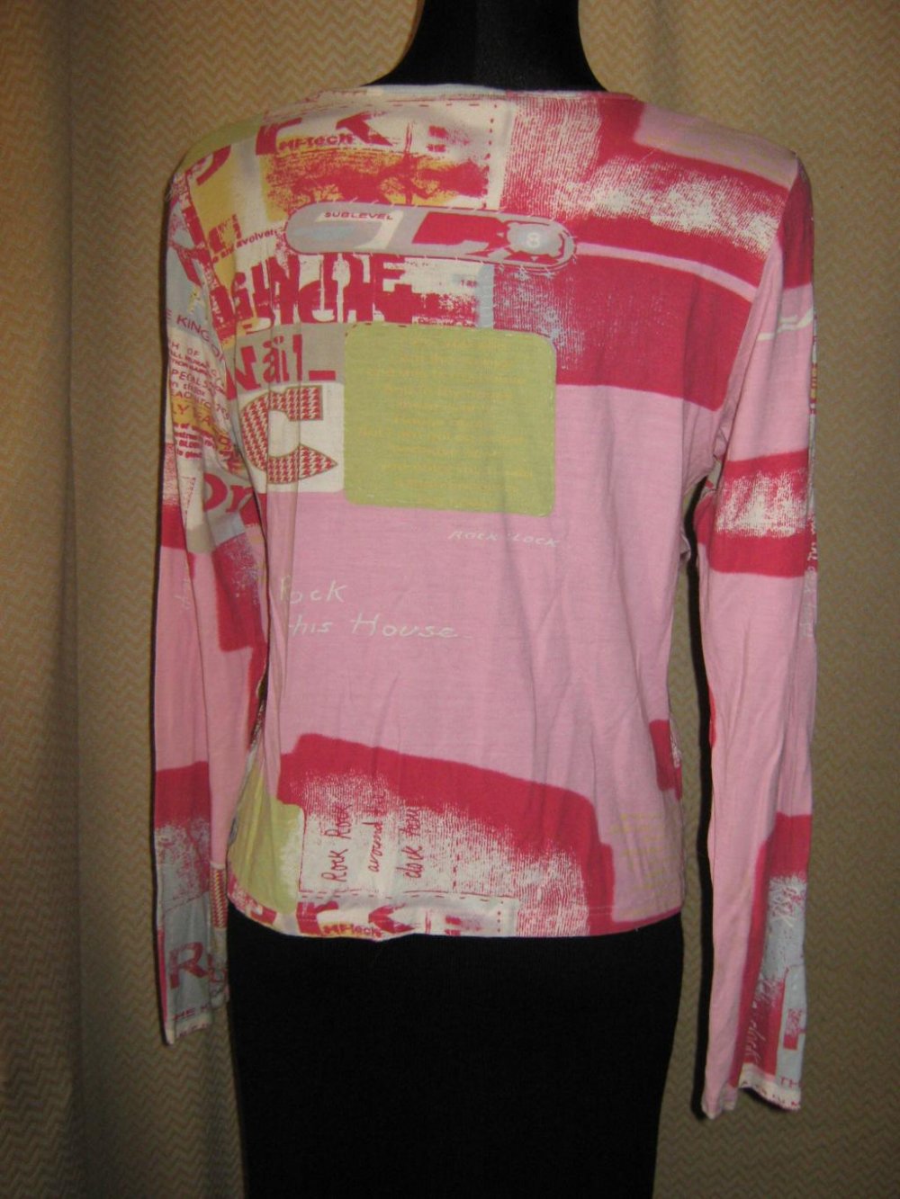 NEUw * Edel * ausgefallen * Hippie * Festival * Patchwork- Style * Glitzer Pailletten * DESIGNER * Langarm * Longsleeve * T- Shirt * Gr. 38- 40/ S- M * rosé * silber * pink *