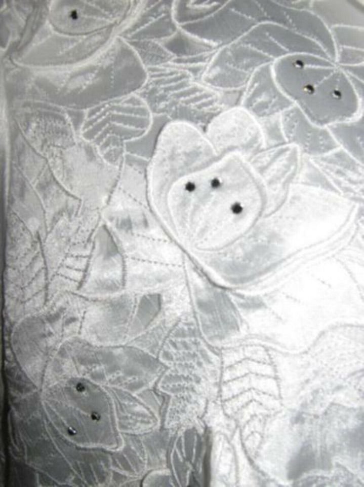 NEUw * ORIGINAL * Granny * Romantik * VINTAGE * 3D Blüten * Flower * Stickerei * Glitzer * Swarovski * Strass * Kristalle * Steine * Seiden Satin * Bluse 