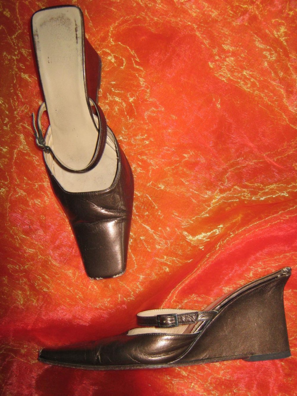 Ausgefallen * stylisch * Original VINTAGE * Echt- Leder * Wedges * Sabot * Mules * Pumps 