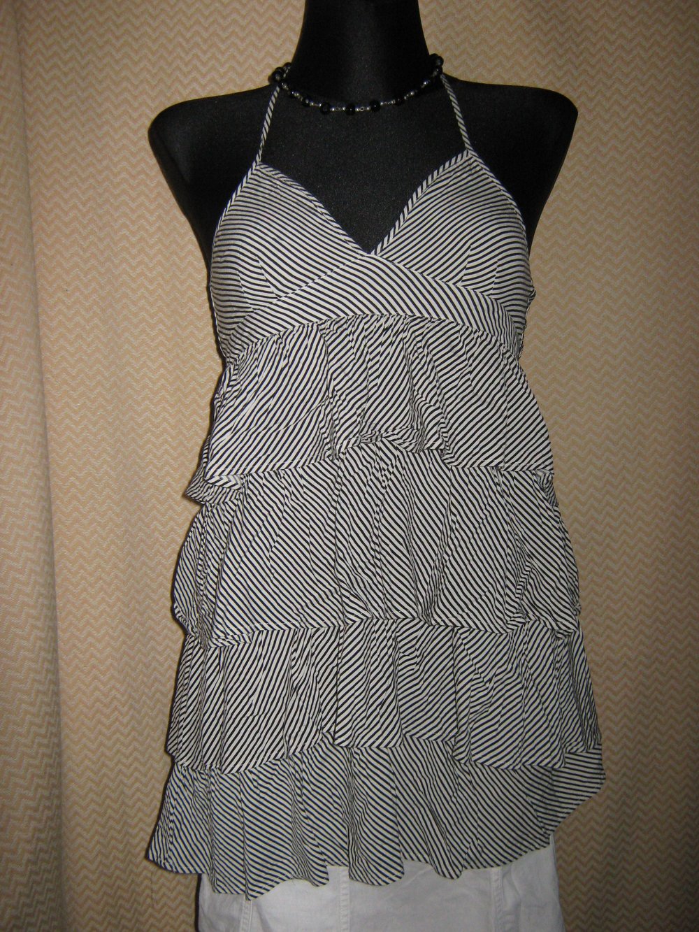 NEU * Salsa- Style * Streifen * Baby- Doll * Volant * Neckholder * Träger * Blusen TOP 